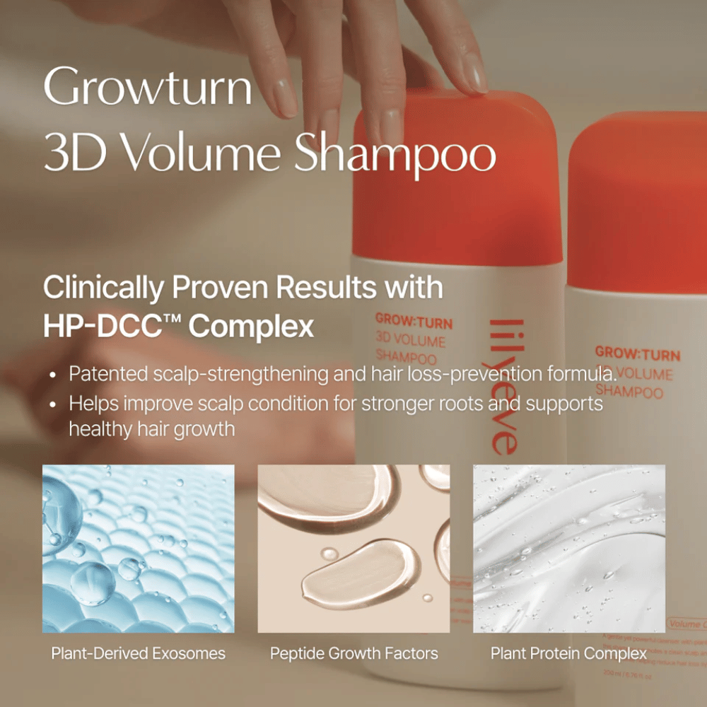 LILYEVE Grow:Turn Exosome 3D Volume Brush Shampoo med eksosomer og peptider for fyldigere hår