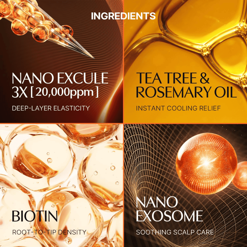 LILYEVE Grow Turn Exosome Spicule Ampoule 3000 med nano-eksosomer, biotin, tea tree og rosmarin for pleie av hår og hodebunn.