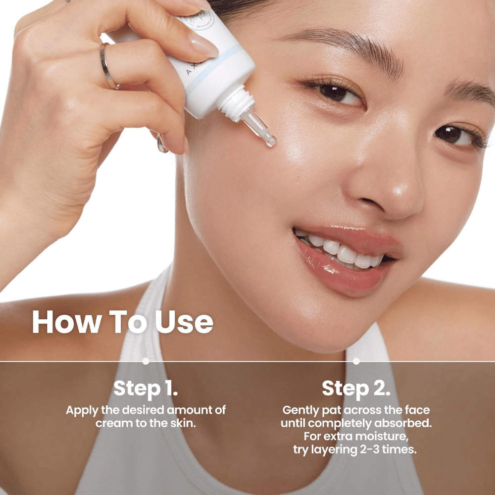 AXIS-Y Heartleaf My Type Calming Cream – påføring av beroligende ansiktskrem