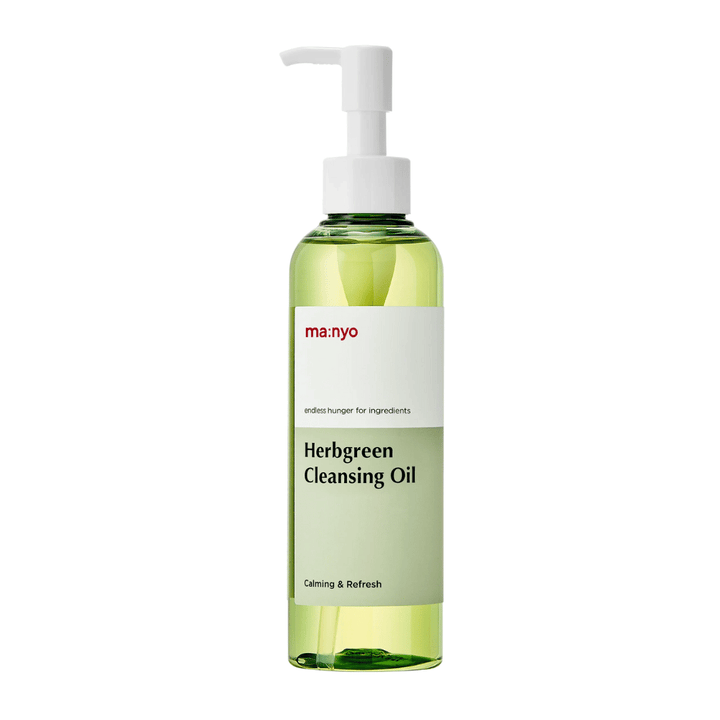 ma:nyo Herbgreen Cleansing Oil renseolje med pumpe, skånsom oljerens som fjerner sminke og renser porer effektivt