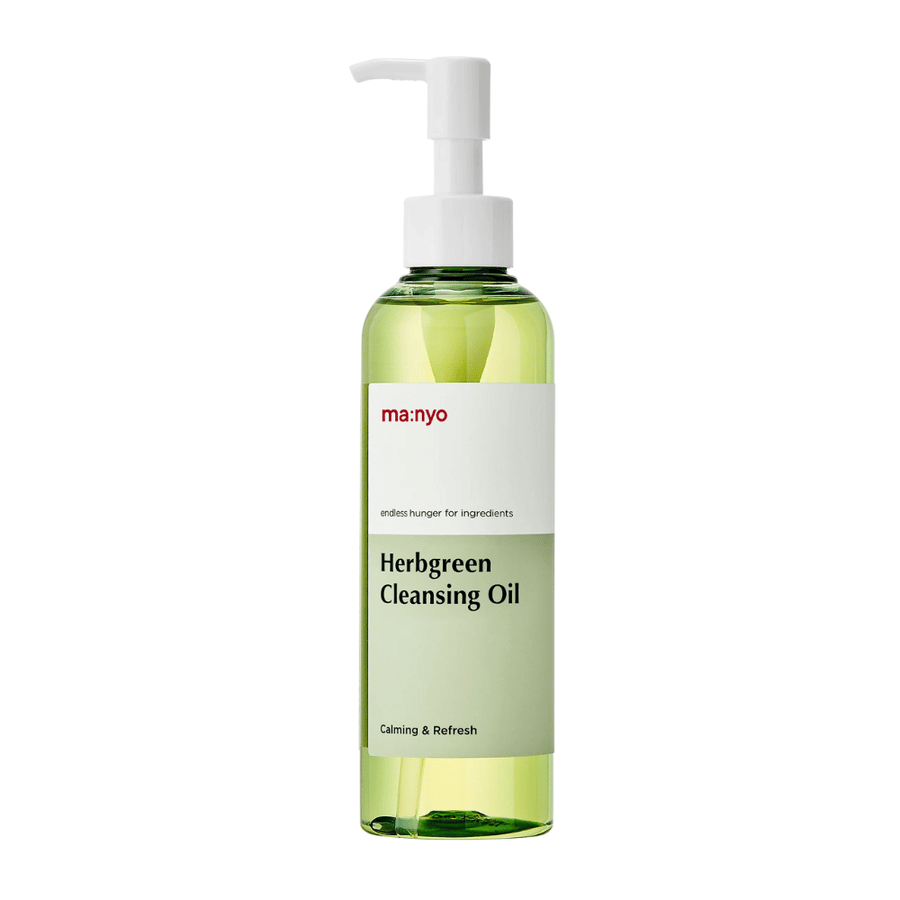 ma:nyo Herbgreen Cleansing Oil renseolje med pumpe, skånsom oljerens som fjerner sminke og renser porer effektivt