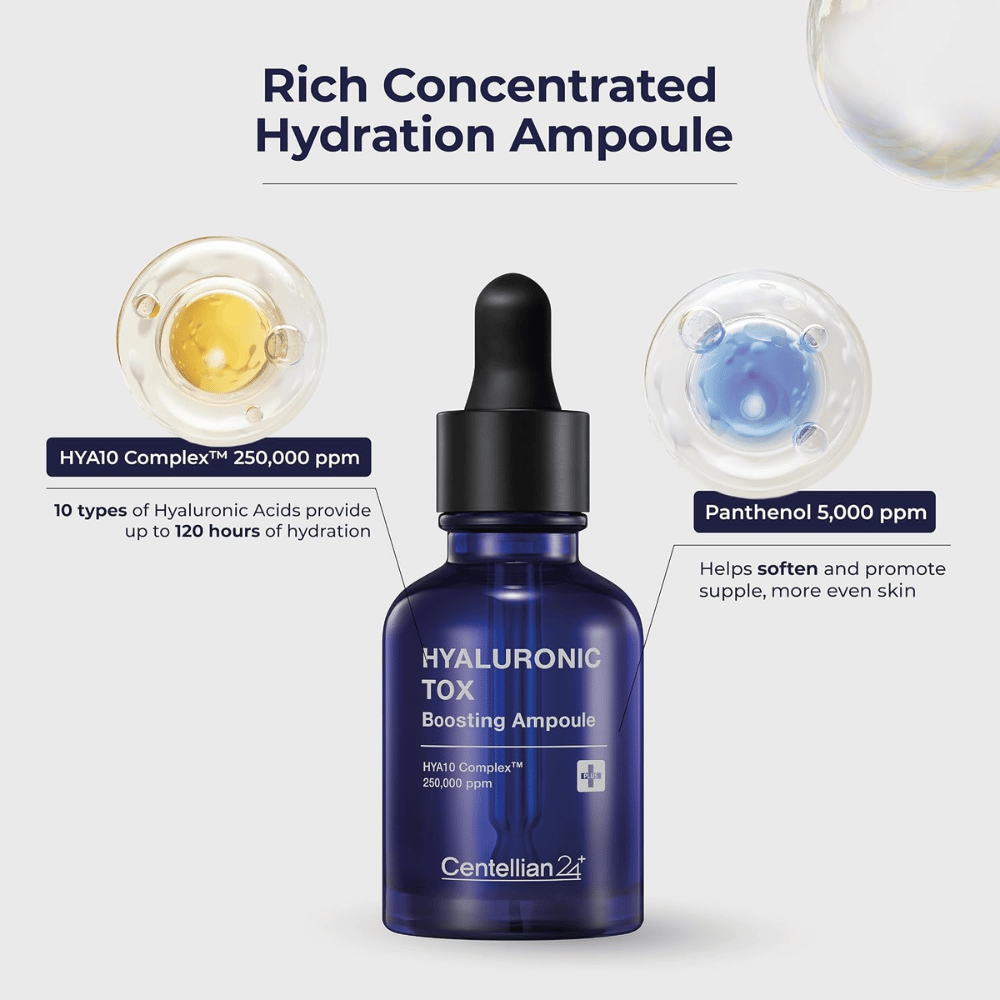 3. Centellian24 Hyaluronic Tox Boosting Ampoule – serum med 10 typer hyaluronsyre og panthenol