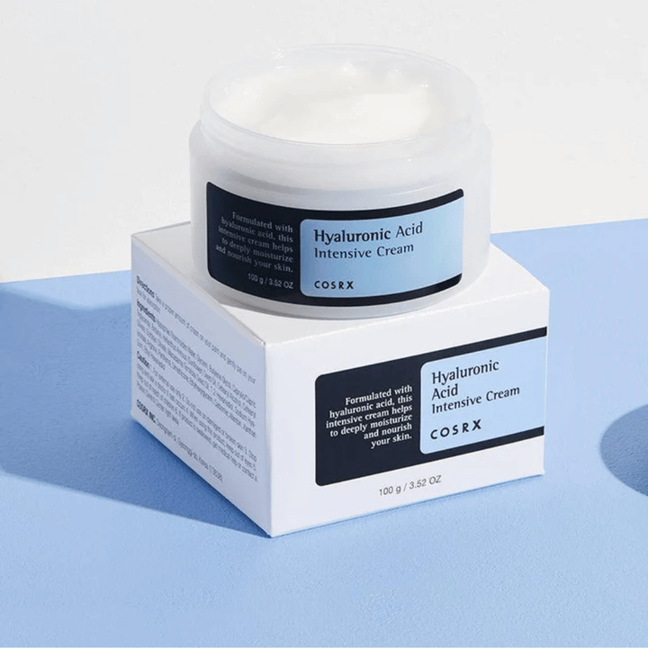 Åpen COSRX Hyaluronic Acid Intensive Cream – fuktighetsgivende ansiktskrem med hyaluronsyre for tørr og fuktfattig hud