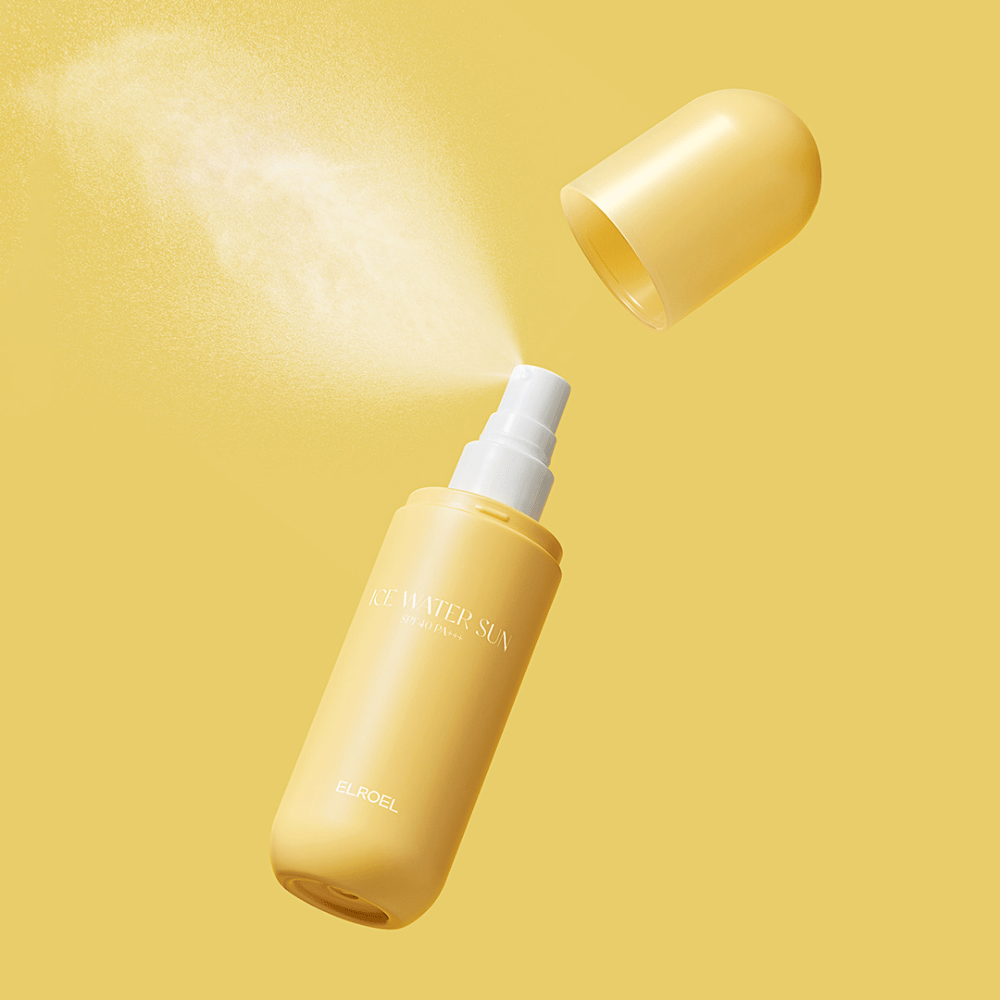 ELROEL Ice Water Sun Mist SPF 40 PA+++ sprayflaske med avtakbart lokk og jevn spray som beskytter huden mot UV-stråler og gir en kjølende effekt