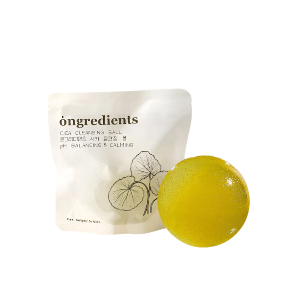 Ongredients Jeju Cica Cleansing Ball – naturlig rengjøringsball med centella asiatica som balanserer pH og beroliger huden.