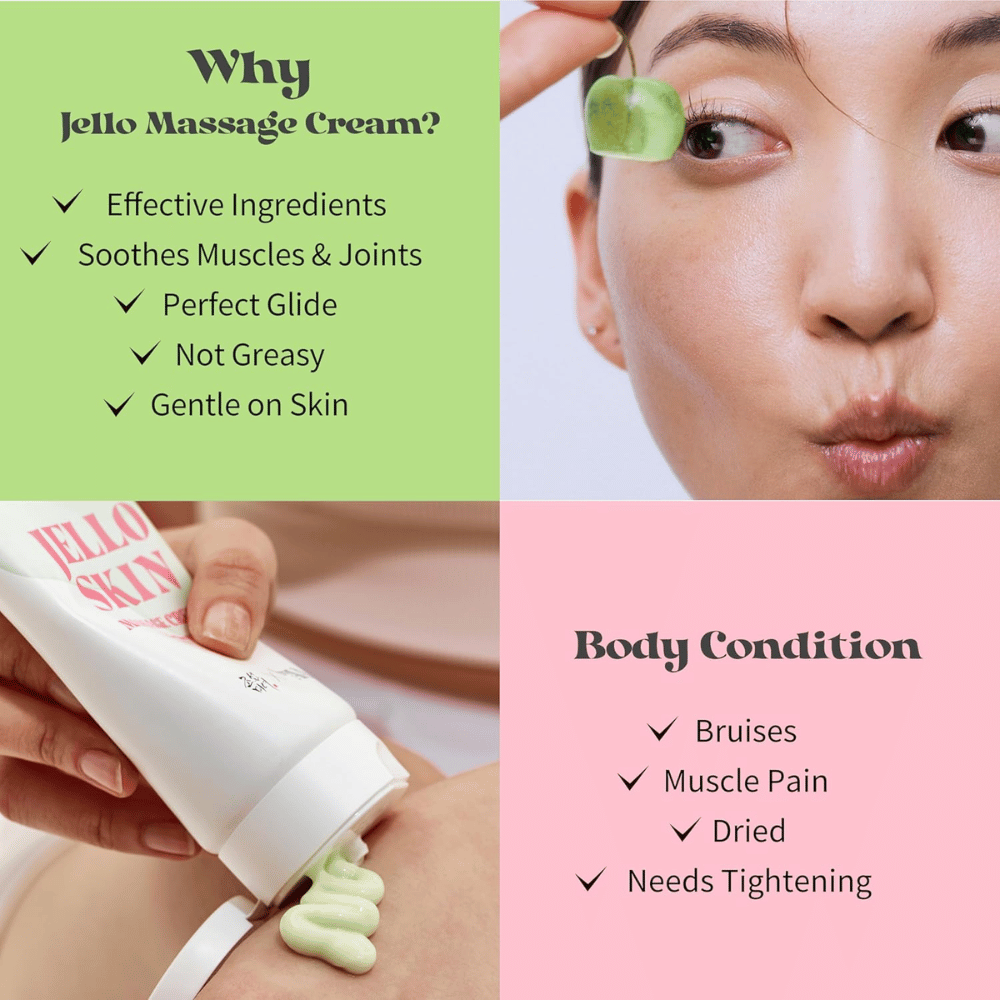 Beauty of Joseon Jello Skin Massage Cream for ansikt og kropp med silkemyk følelse, fuktighet og massasjevennlig formula.