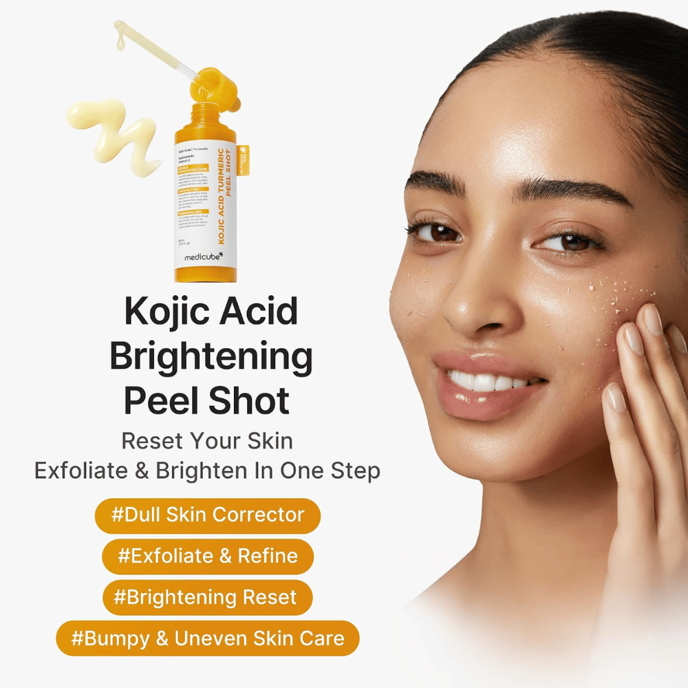 Medicube Kojic Acid Turmeric Peel Shot – koreansk peeling for gusten og ujevn hud som eksfolierer og gir huden mer glød.