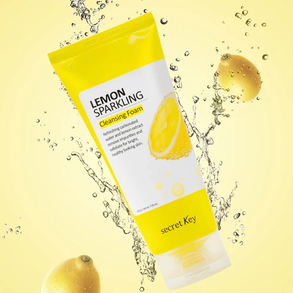Lemon Sparkling Cleansing Foam fra Secret Key – forfriskende skumrens med sitronekstrakt som fjerner urenheter og gir klarere hud.