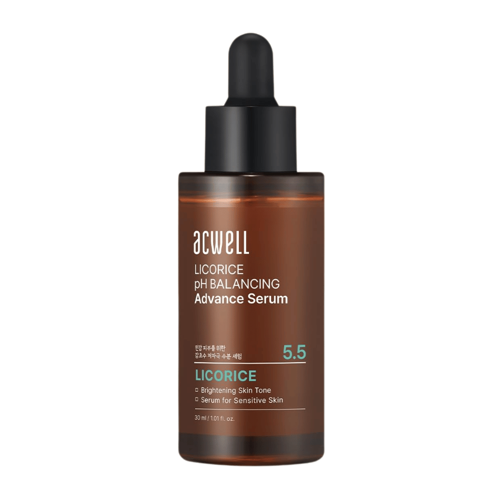 Ren frilagt produktbilde av Acwell Licorice pH Balancing Advance Serum på lys bakgrunn.