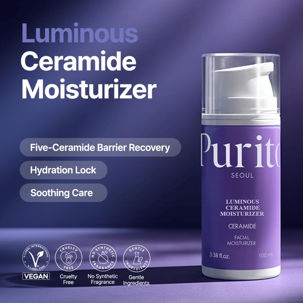 Purito Luminous Ceramide Moisturizer – koreansk ansiktskrem med ceramider som hjelper til med å reparere hudbarrieren, låse inn fukt og gi en jevnere hudstruktur.