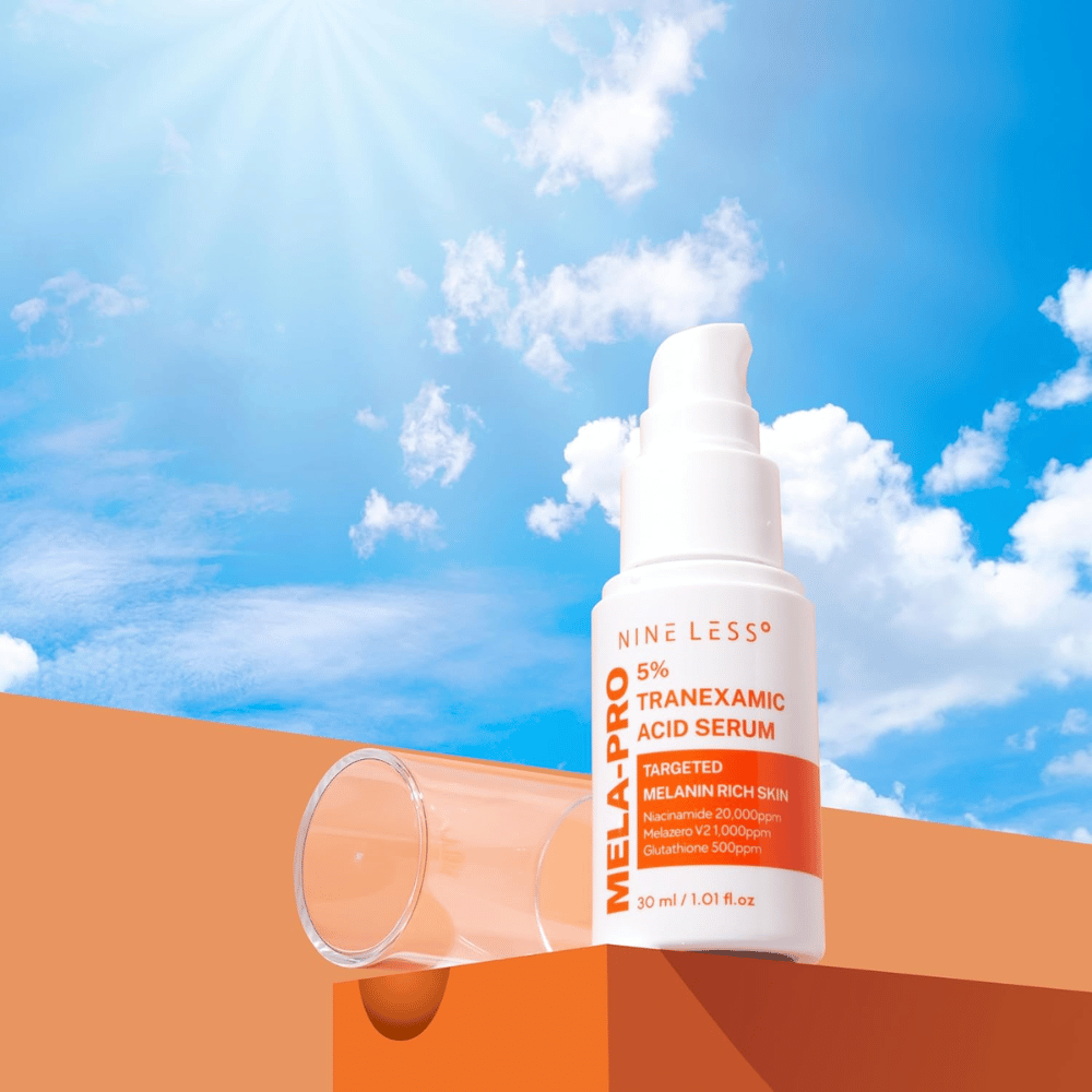 NINE LESS MELA-PRO 5% Tranexamic Acid Serum 30 ml, fuktighetsgivende serum som reduserer hyperpigmentering og gir jevnere hudtone.