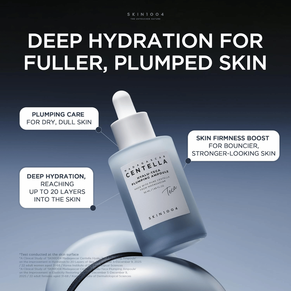 4. SKIN1004 Madagascar Centella Hyalu-Teca Plumping Ampoule – fuktighetsgivende ampulle for fyldigere hud og forbedret elastisitet