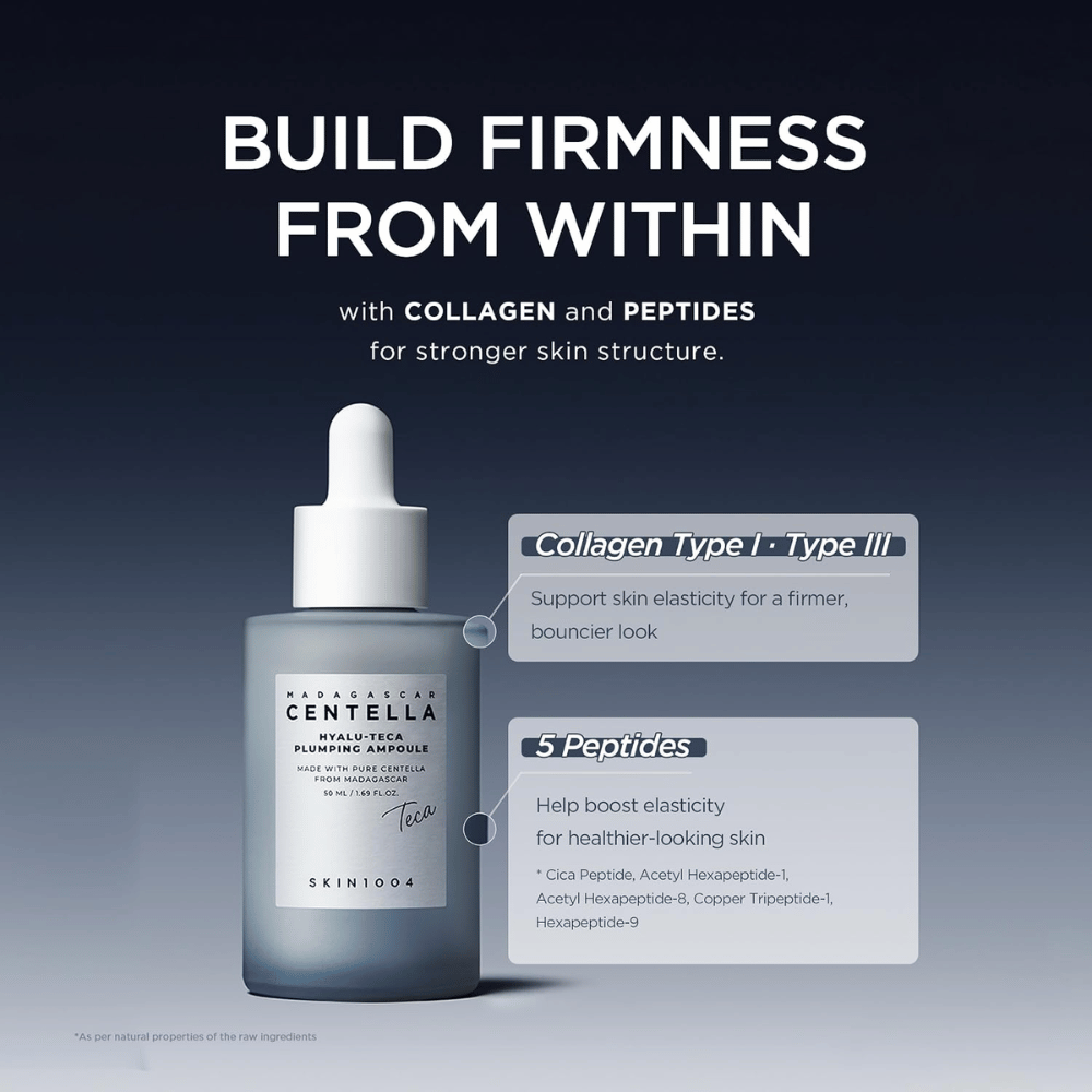 2. SKIN1004 Madagascar Centella Hyalu-Teca Plumping Ampoule – kollagen type I og III samt fem peptider for forbedret hudelastisitet