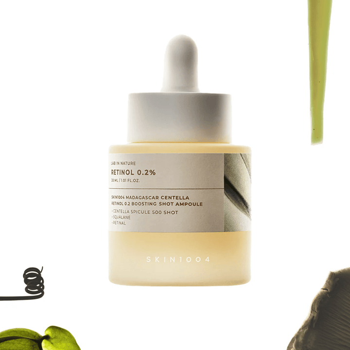 SKIN1004 Madagascar Centella Retinol 0.2 Boosting Shot Ampoule – koreansk retinolserum med 0,2 % retinol og centella asiatica for forbedret hudstruktur, elastisitet og jevnere hudtone.