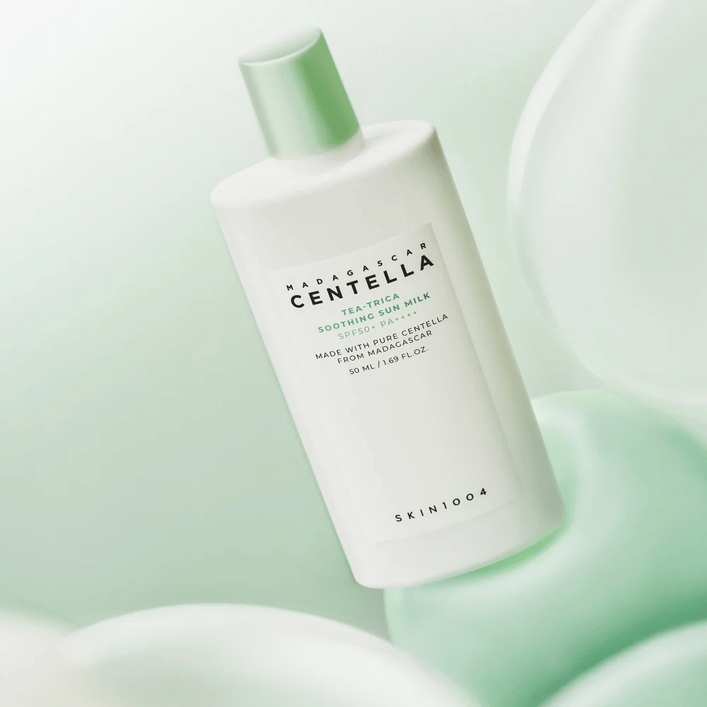 SKIN1004 Madagascar Centella Tea-Trica Soothing Sun Milk lett solbeskyttelse med SPF50+ PA++++ og beroligende Centella