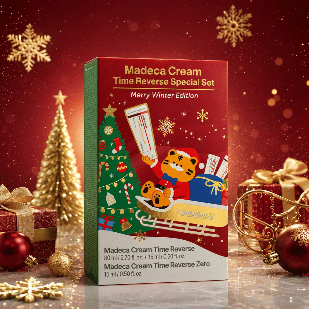 3. Centellian24 Madeca Cream Time Reverse Special Set Merry Winter Edition – juleemballasje med juletre, julegaver og gulldetaljer
