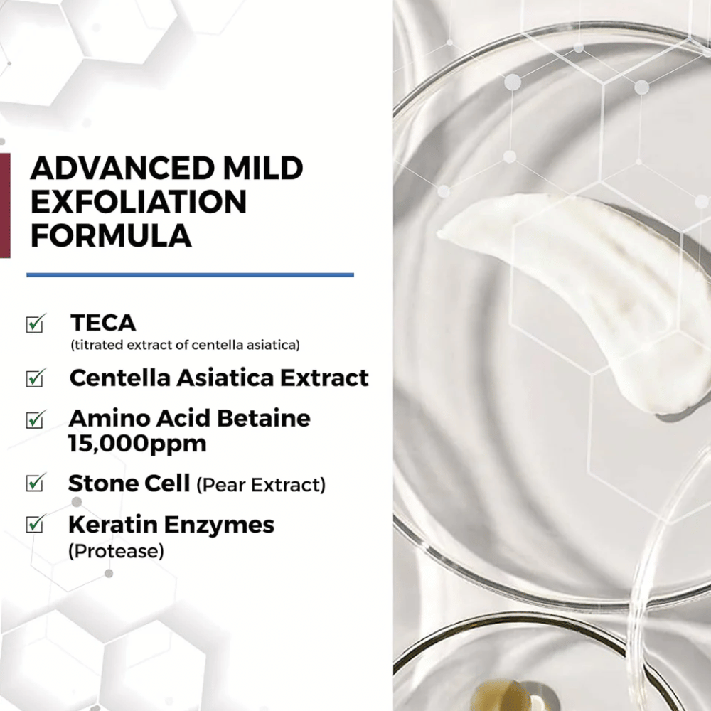 Centellian24 Madeca Amino Acid Cleansing Foam ingredienser – mild eksfolierende formel med TECA, Centella Asiatica-ekstrakt, aminosyrer og keratin-enzymer som hjelper til med å rense huden skånsomt og fjerne døde hudceller.