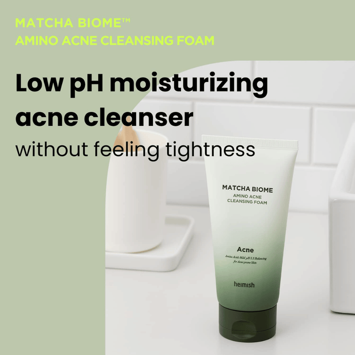 Heimish Matcha Biome Amino Acne Cleansing Foam – fuktighetsgivende akne rens uten uttørkende følelse, perfekt for daglig bruk