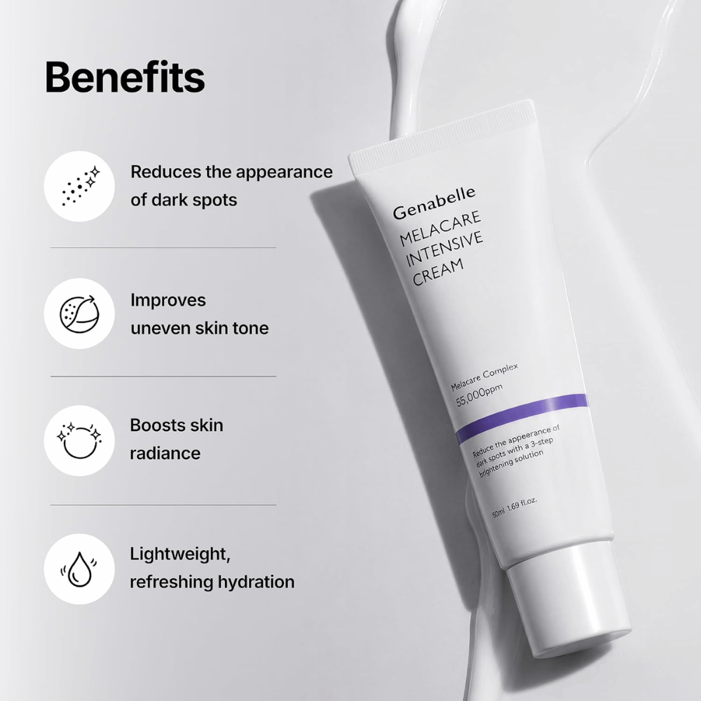 2. Genabelle Melacare Intensive Cream – fuktighetsgivende ansiktskrem som motvirker synlige mørke flekker, ujevn hudtone og gir glød