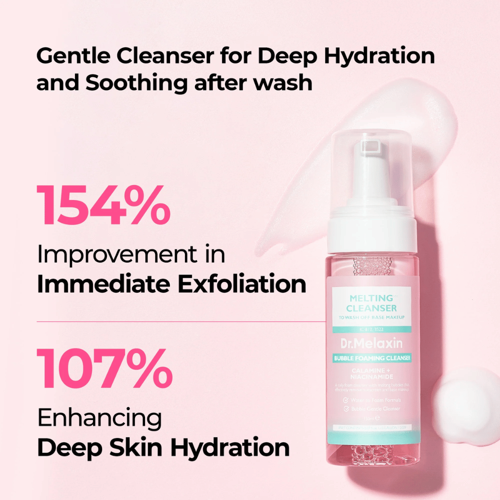 Dr. Melaxin Bubble Foaming Cleanser som gir dyp rensing, eksfoliering og intensiv fuktighet