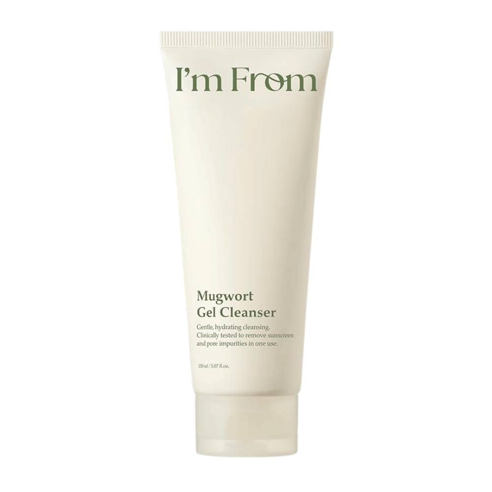 I'm From Mugwort Gel Cleanser 150 ml, mild og fuktighetsgivende ansiktsrens med mugwort i en lysbeige tube mot hvit bakgrunn.