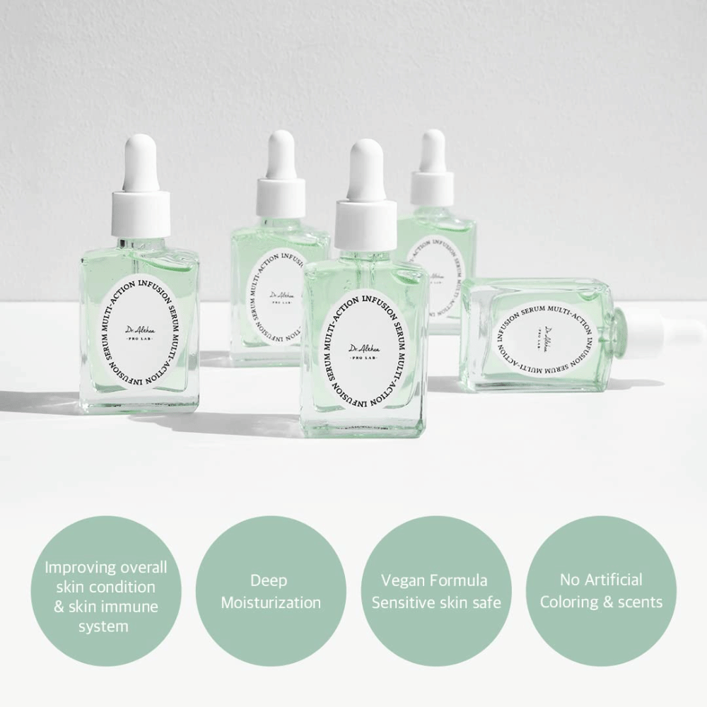 Dr. Althea Multi Action Infusion Serum som styrker hudbarrieren, gir dyp fuktighet, passer sensitiv hud og gir naturlig glød.