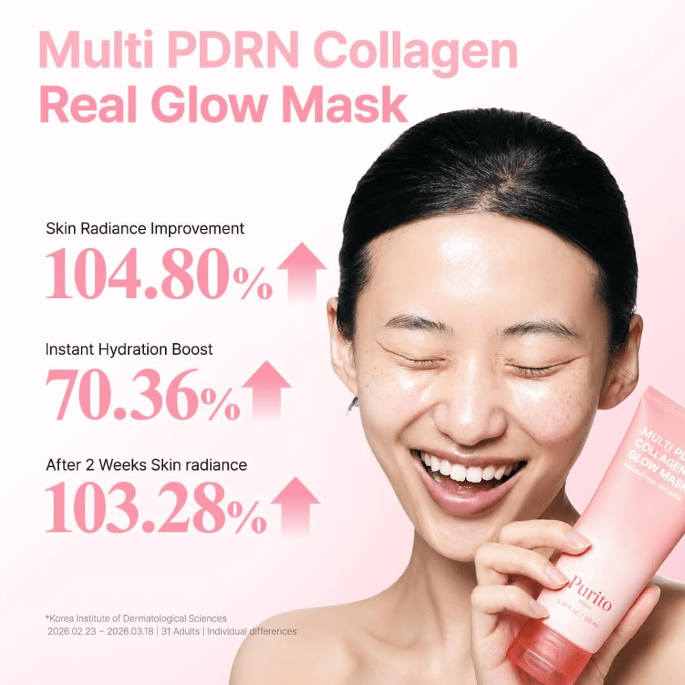 Purito SEOUL Multi PDRN Collagen Real Glow Mask – fuktighetsgivende ansiktsmaske for forbedret glød og fukt