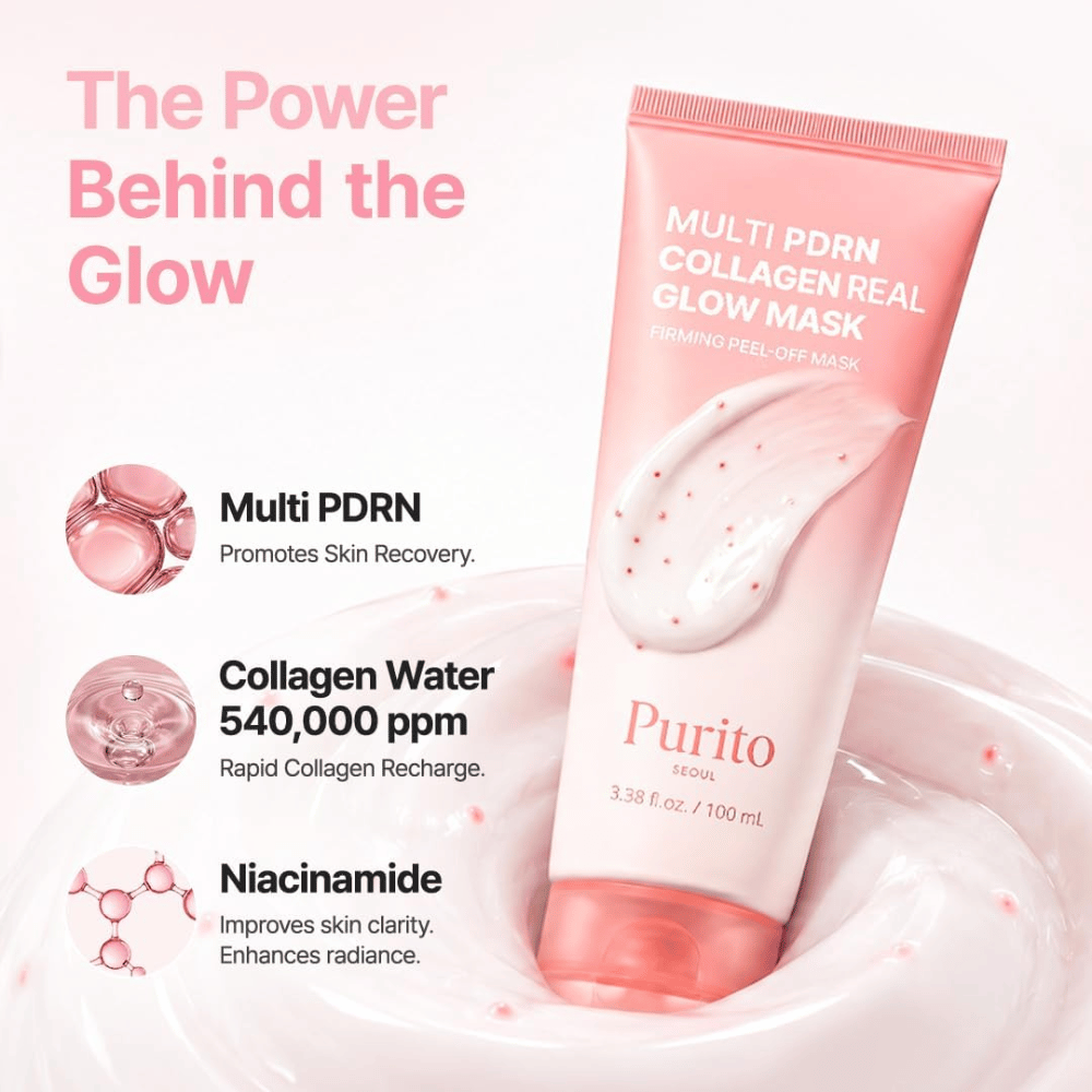 Purito SEOUL Multi PDRN Collagen Real Glow Mask – peel-off-maske med PDRN, kollagenvann og niacinamid for glød