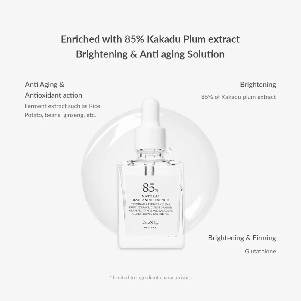 Dr. Althea Natural Radiance Essence med Kakadu Plum og antioksidanter som forbedrer hudens elastisitet, reduserer pigmentering og gir fastere hud.