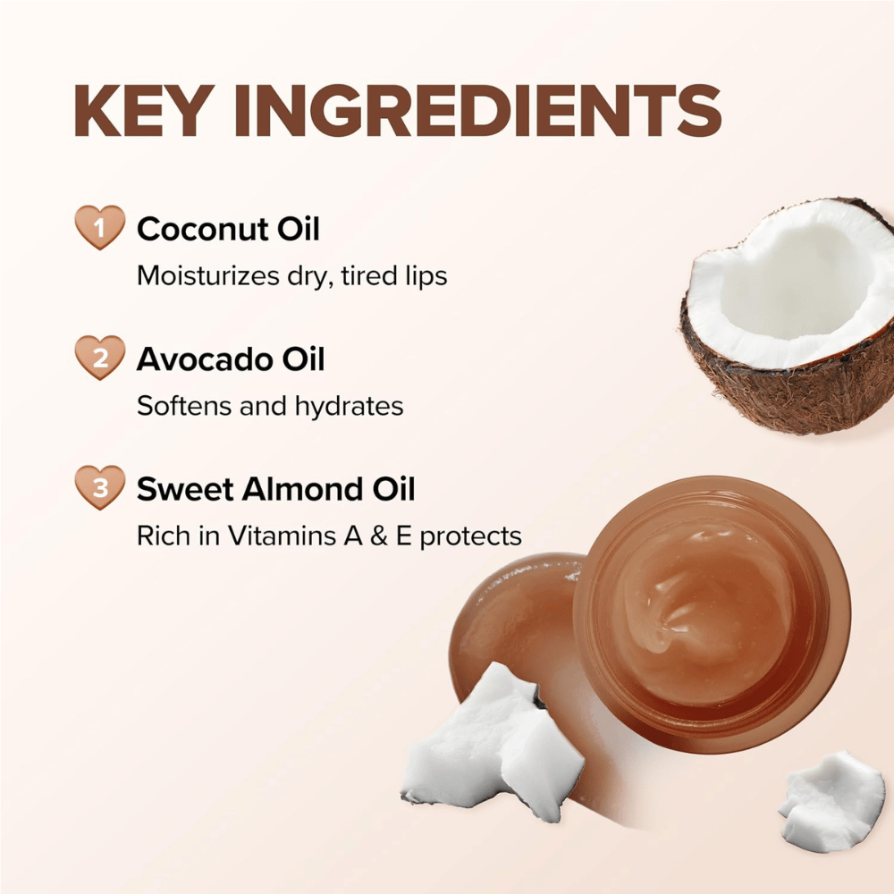 KLAVUU Nourishing Care Lip Sleeping Pack Coconut med kokosolje, avokadoolje og mandelolje som fukter, pleier og beskytter tørre lepper.