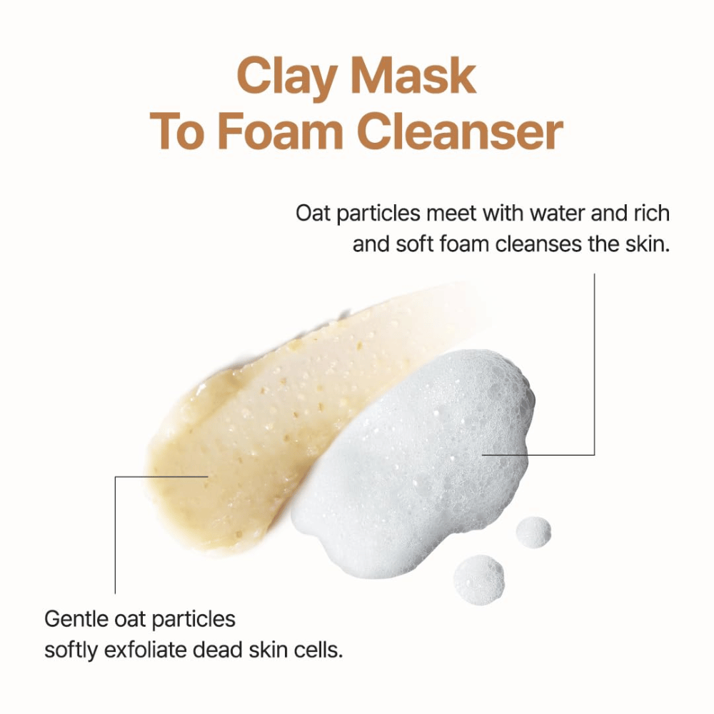 Purito SEOUL Oat In Gentle Exfoliating Face Cleanser – mild eksfolierende ansiktsrens med havre som forvandles fra krem til mykt skum