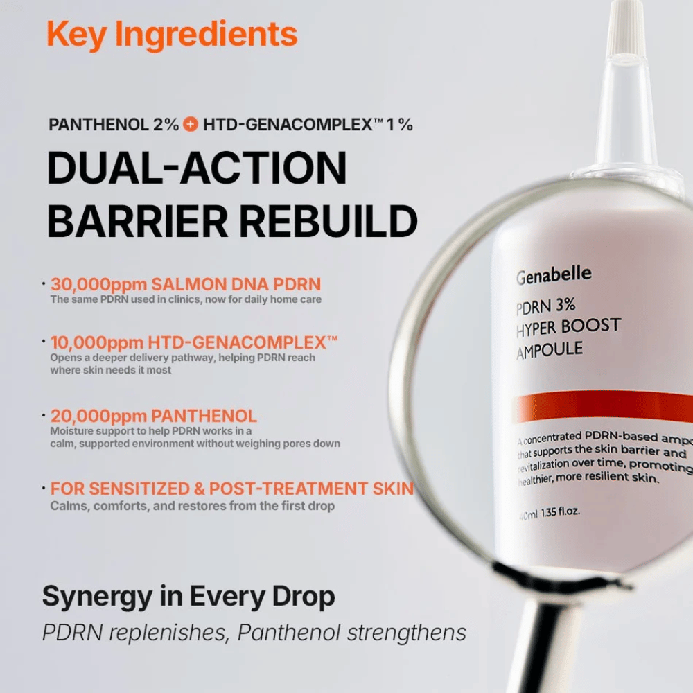 Genabelle PDRN 3% Hyper Boost Ampoule med PDRN, panthenol og HTD-GENACOMPLEX