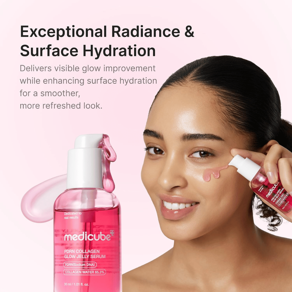 Medicube PDRN Collagen Glow Jelly Serum som gir intensiv fuktighet og naturlig glow til huden