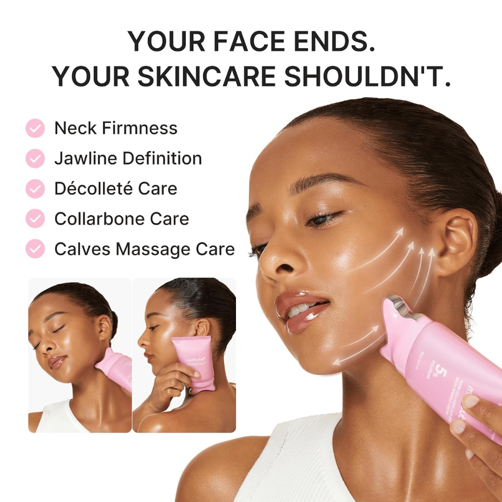 3. Medicube PDRN Collagen Gua Sha Neck Wrinkle Cream – oppstrammende massasje for hals og kjevelinje