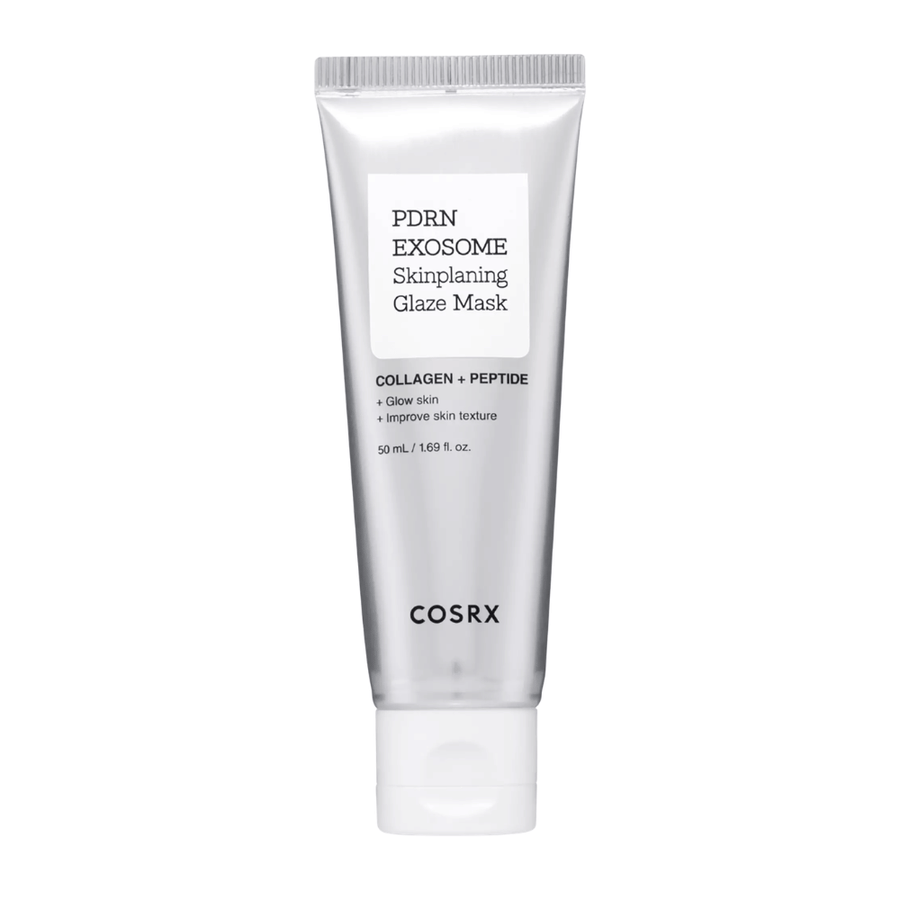 COSRX PDRN EXOSOME Skinplaning Glaze Mask – ansiktsmaske med PDRN og peptider som fukter, jevner ut hudteksturen og gir glød.