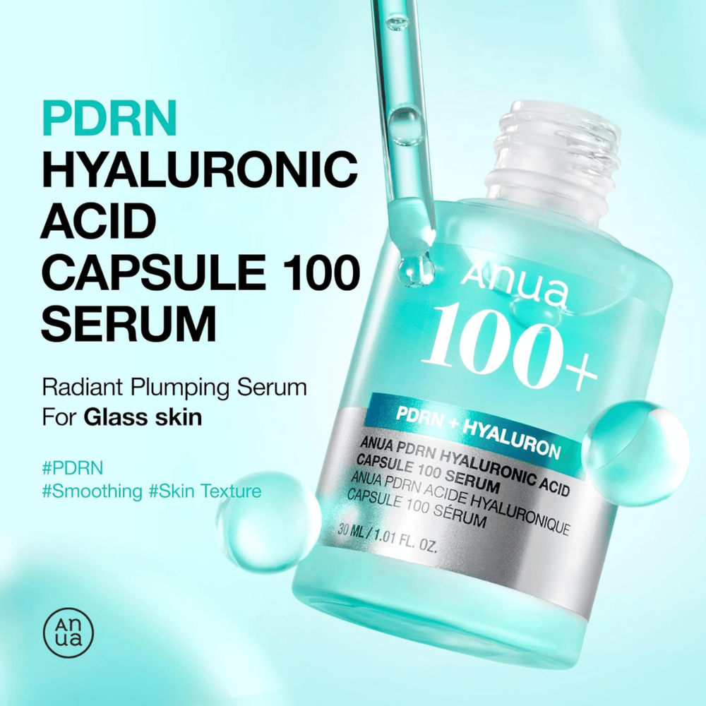 Anua PDRN Hyaluronic Acid Capsule 100 Serum er et fuktighetsgivende serum for en strålende "glass skin"-look. Inneholder PDRN og hyaluronsyre for å jevne ut hudens tekstur og gi intens fuktighet. Perfekt for å gjenopprette hudens elastisitet og mykhet!