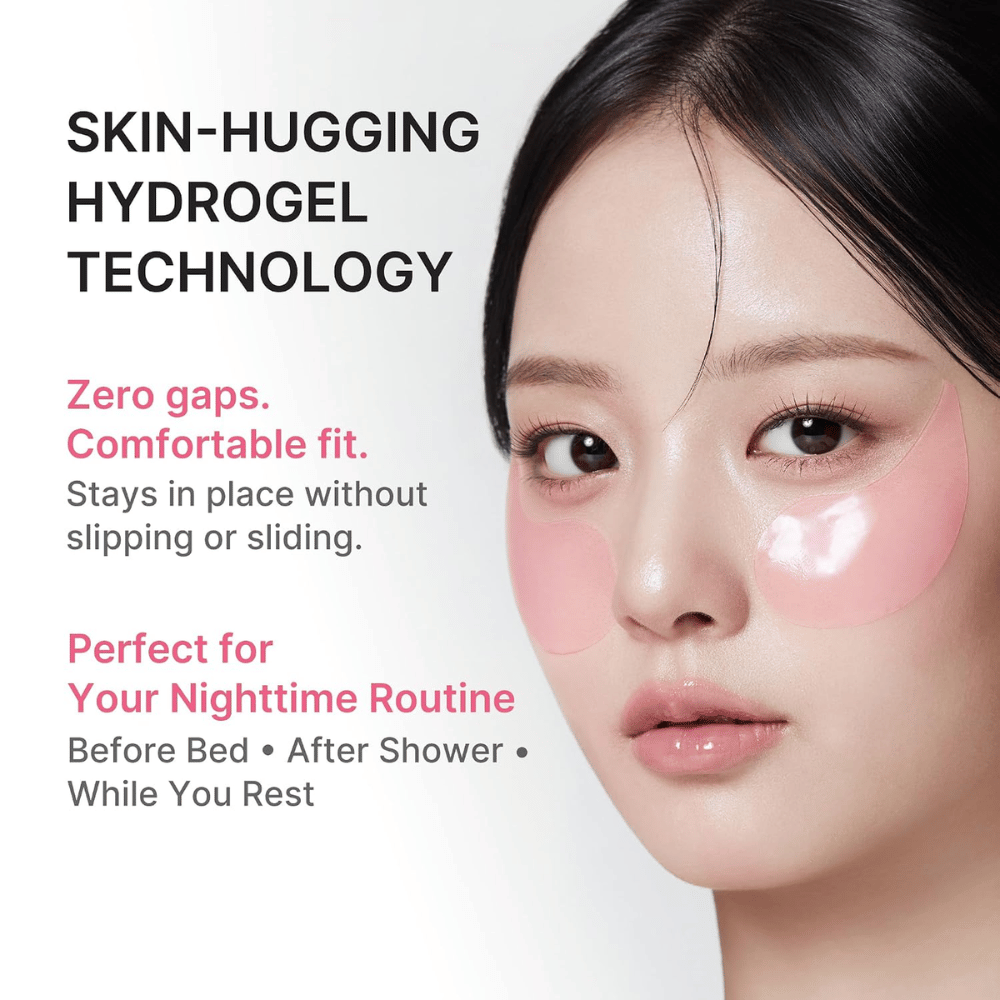 2. Medicube PDRN Pink Caffeine Collagen Eye Patch – rosa hydrogel eye patches som sitter komfortabelt under øynene