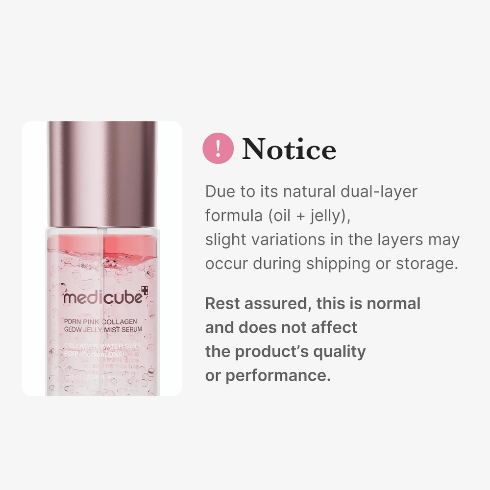 1. Medicube PDRN Pink Collagen Glow Jelly Mist Serum – tofaseformel med olje og gelé som kan separere naturlig