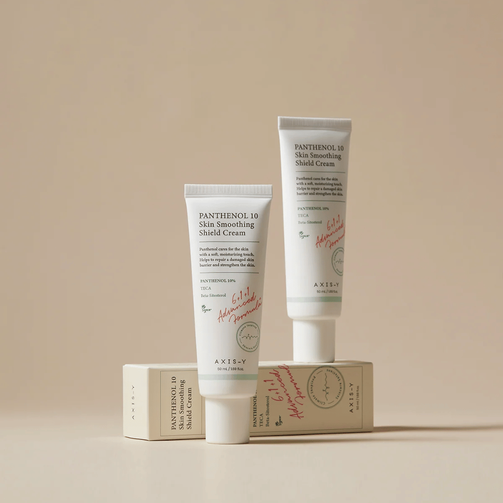 AXIS-Y Panthenol 10 Skin Smoothing Shield Cream med produkt og emballasje