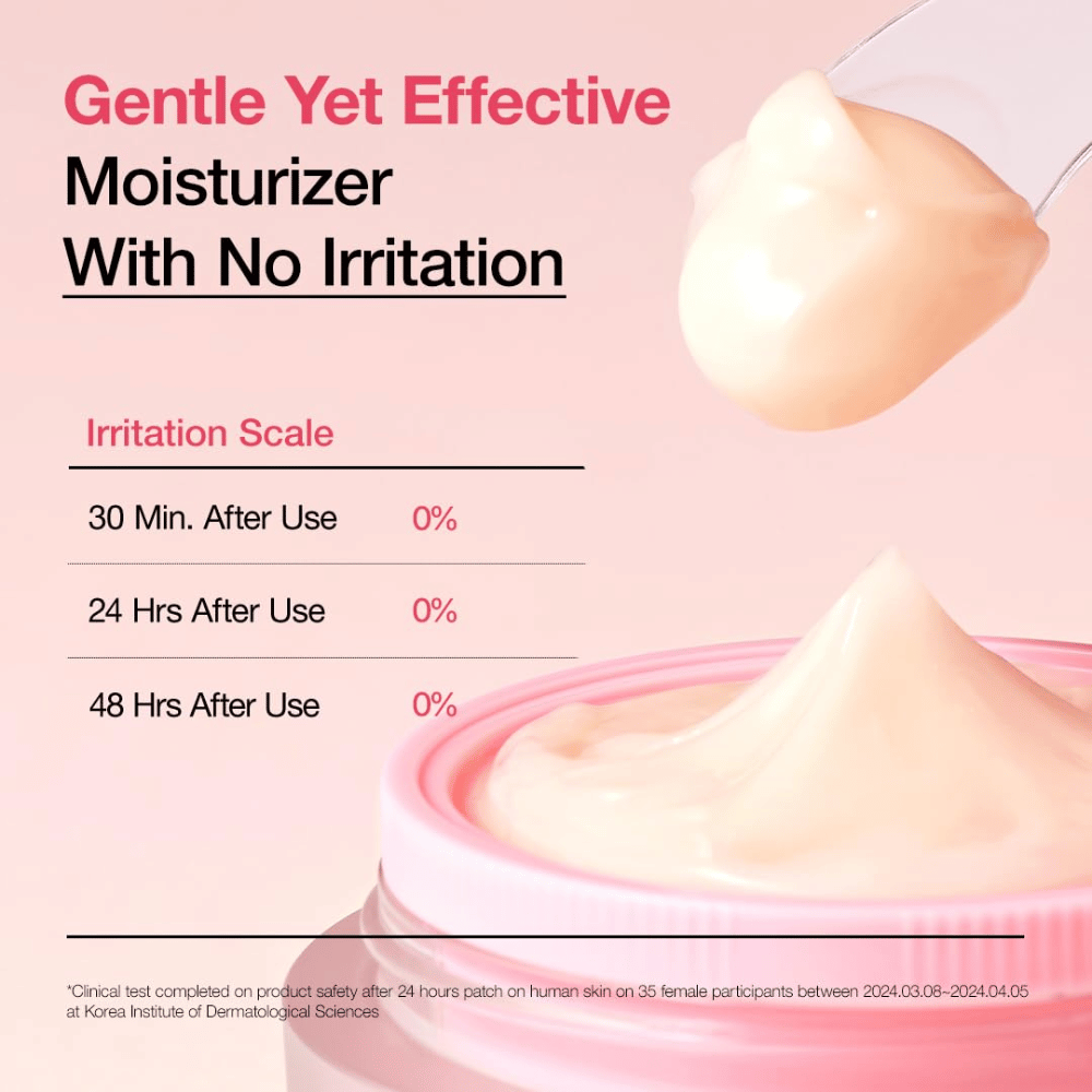 Anua Peach 77% Niacin Enriched Cream – klinisk testet fuktighetskrem som gir 0 % irritasjon og beroliger huden effektivt.