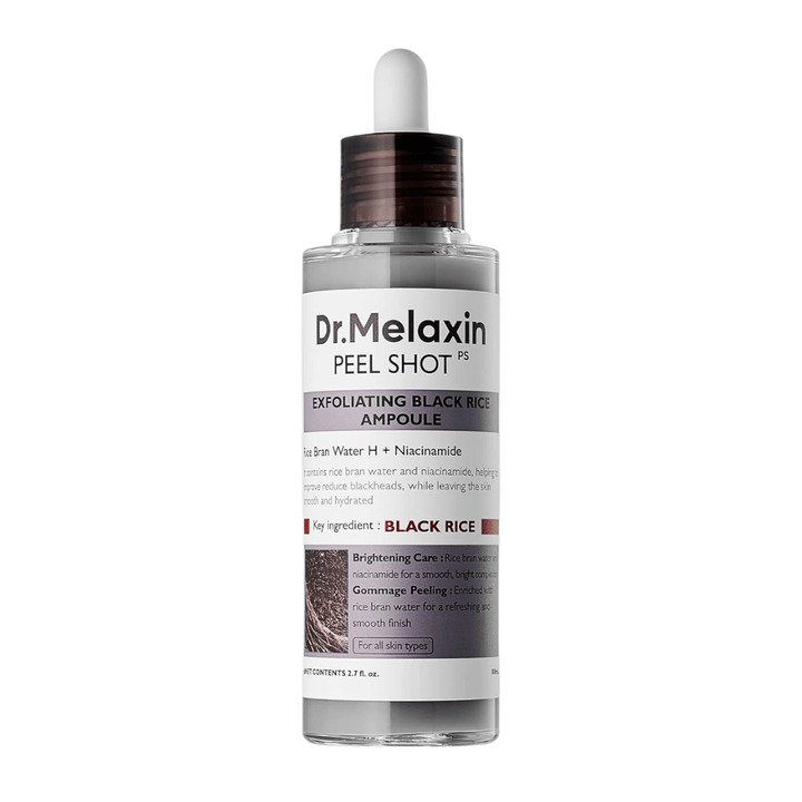 Dr.Melaxin Peel Shot PS Eksfolierende Black Rice Ampoule 80ml med niacinamid og risvann for mild kjemisk peeling