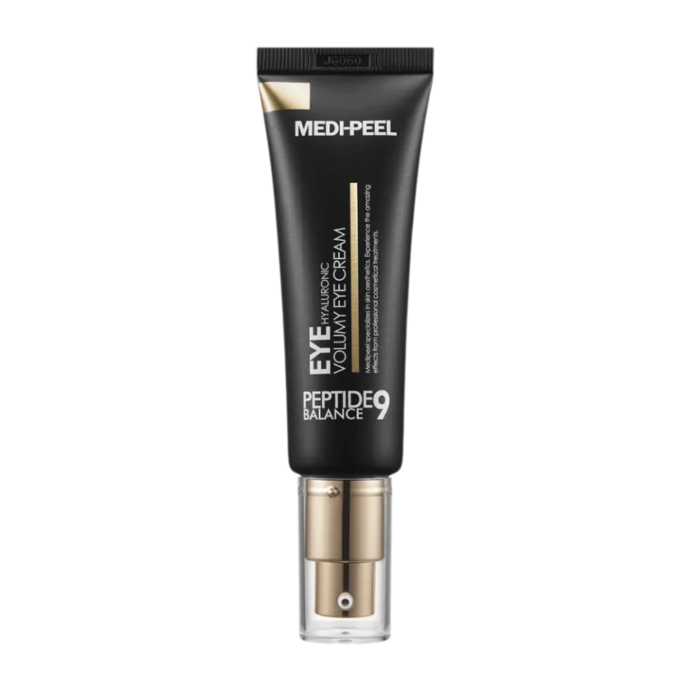 MEDI-PEEL Peptide 9 Hyaluronic Volumy Eye Cream produktbilde – koreansk øyekrem som fukter i dybden, styrker hudbarrieren og gir fastere hud rundt øyeområdet.