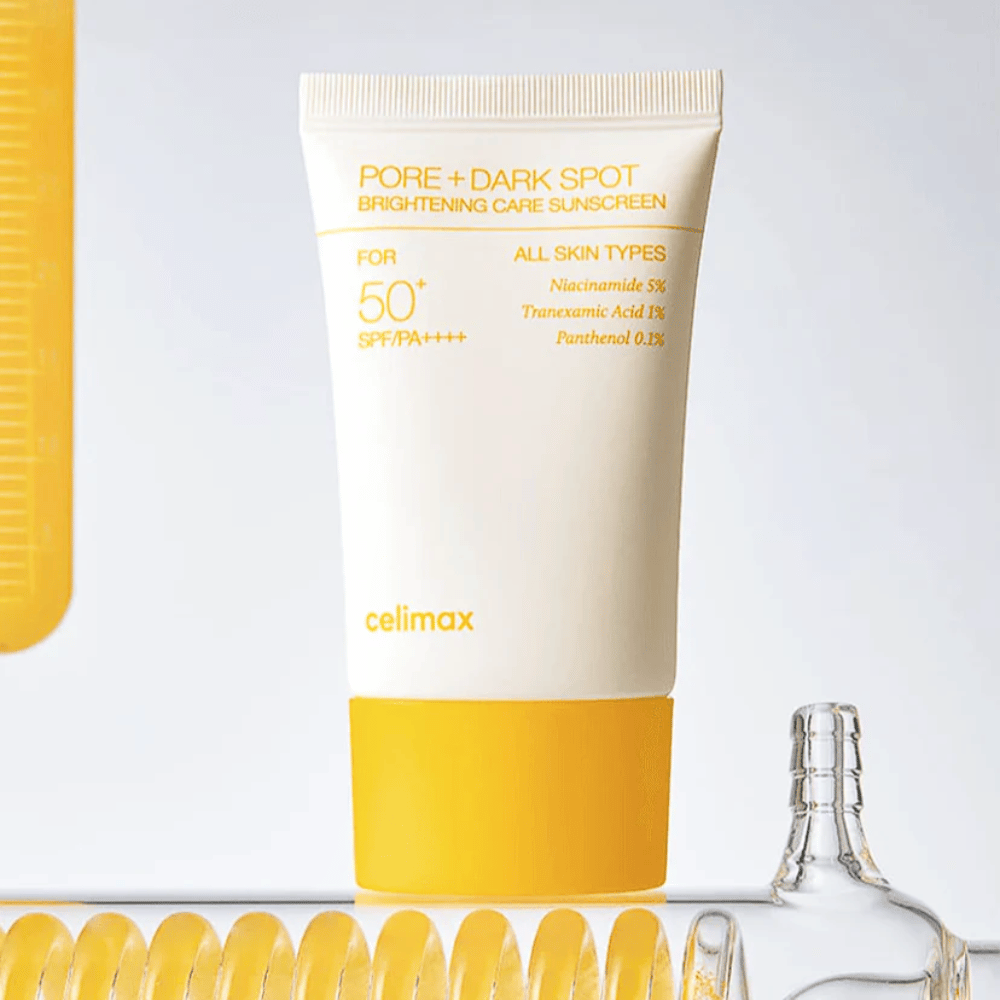 Celimax Pore+Dark Spot Brightening Care Sunscreen SPF50+ PA++++ 50 ml – solbeskyttelse for alle hudtyper som reduserer mørke flekker og jevner ut hudtonen