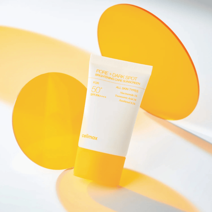 Celimax Pore+Dark Spot Brightening Care Sunscreen SPF50+ PA++++ med niacinamid 5% og traneksamsyre 1% – lysnende koreansk solkrem mot pigmentflekker og store porer
