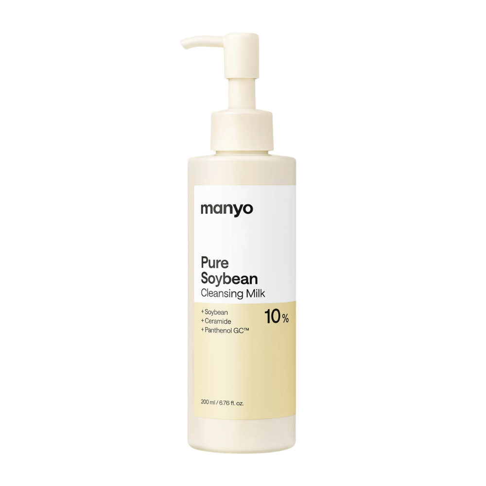 3. Ma:nyo Pure Soybean Cleansing Milk 200 ml – rengöringsmjölk med soja, ceramider och panthenol i vit pumpflaska