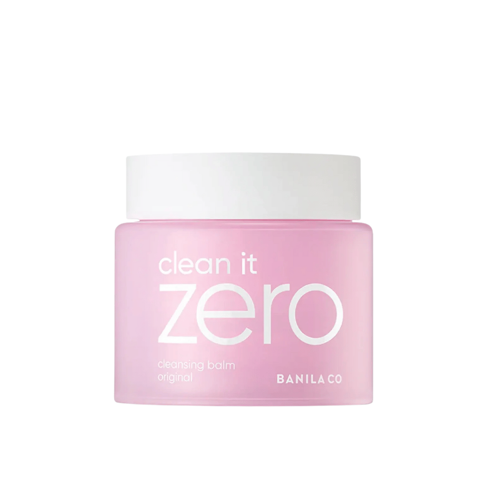 En boks Clean It Zero Cleansing Balm Original 180ml på hvit bakgrunn, som fremmer BANILA CO:s originale rensebalsam for hudpleie.