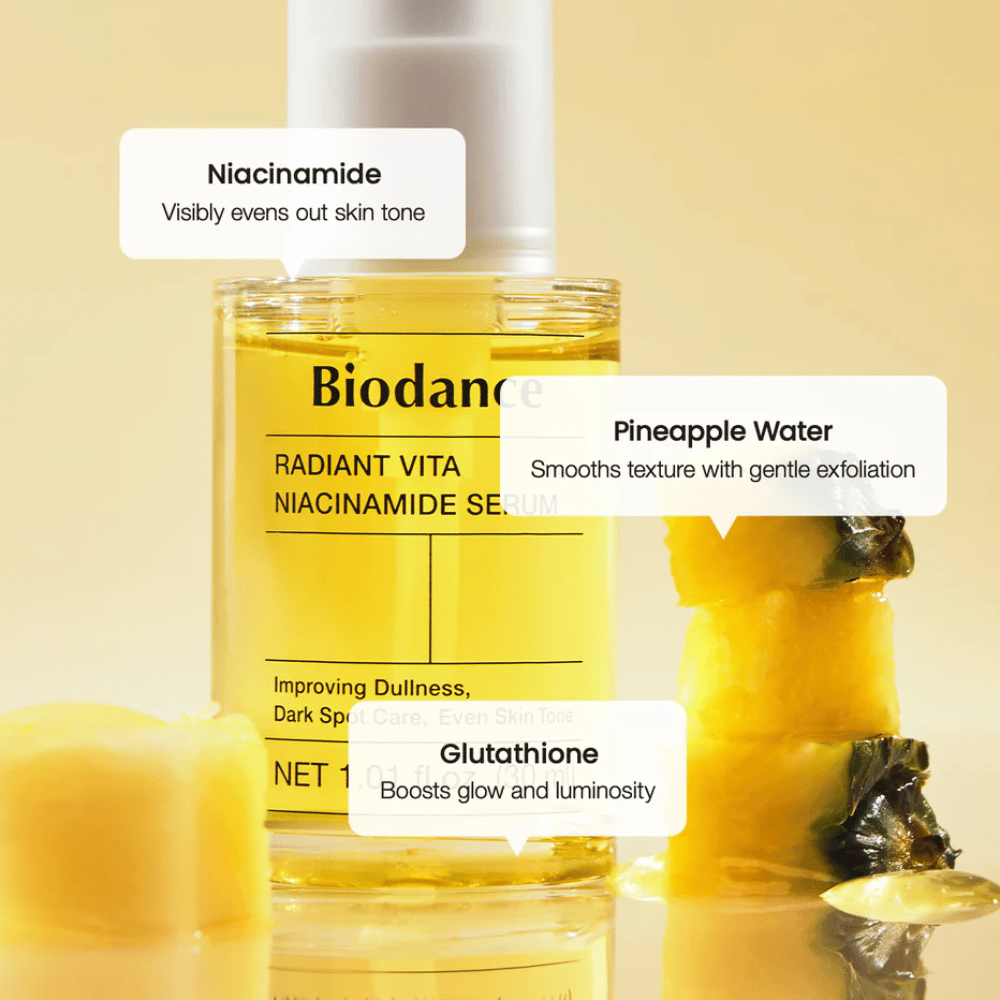 Biodance Radiant Vita Niacinamide Serum med niacinamid, ananasvann og glutathione for glød, jevn hudtone og mild eksfoliering