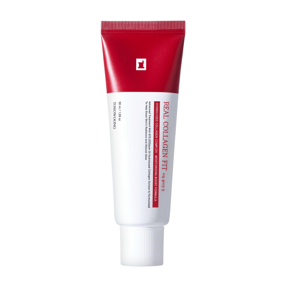 Tosowoong Real Collagen Fit er en effektiv fuktighetskrem med hydrolysert kollagen som styrker hudens elastisitet og fukter i dybden. Perfekt for å gi huden en naturlig glød og beskytte dens barriere. Passer alle hudtyper for daglig bruk.
