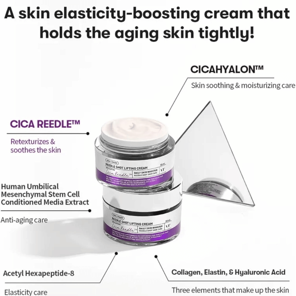 VT Cosmetics Reedle Shot Lifting Cream ansiktskrem med Cica Reedle som forbedrer hudens elastisitet, fukter og gir fastere hud.