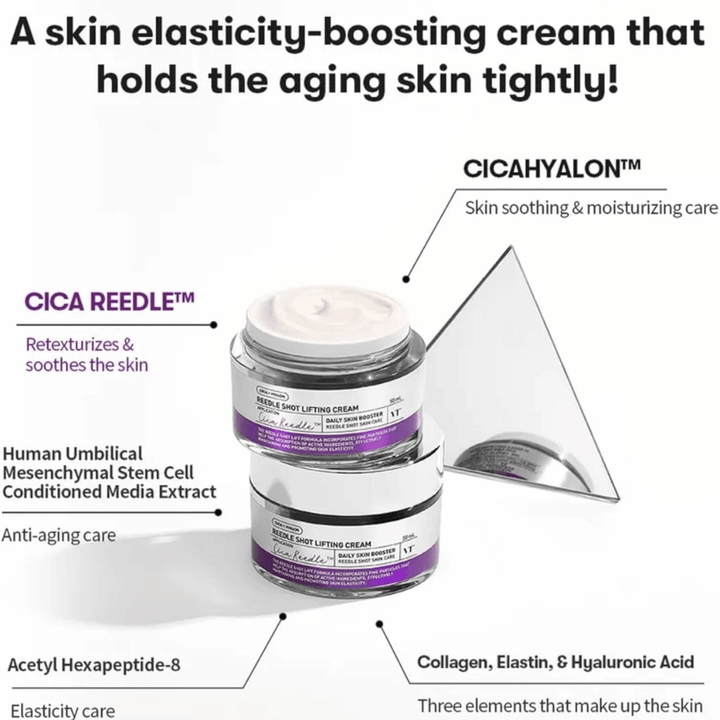 VT Cosmetics Reedle Shot Lifting Cream ansiktskrem med Cica Reedle som forbedrer hudens elastisitet, fukter og gir fastere hud.